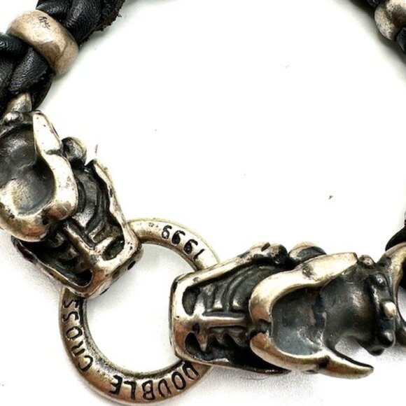 Travis Walker Double Cross 1999 Leather 925 Silver Gargoyle Bracelet